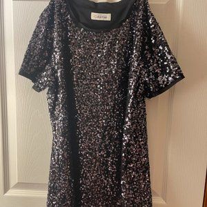 ClavinKlein  black sequin party top size small